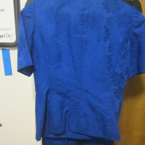 Vintage Designer Cobalt Blue Cotton Skirt Set SZ4 - Picture 2 of 6